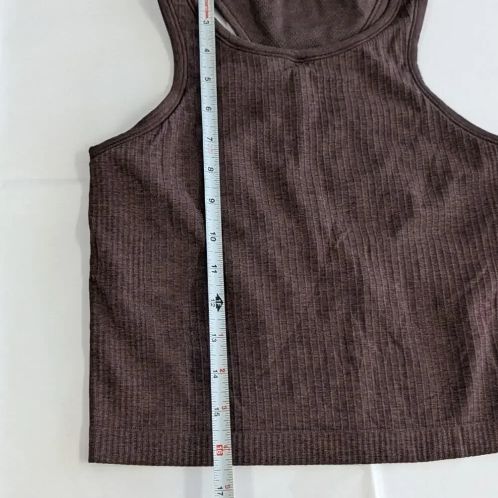 Lululemon Ebb to Street Cropped Racerback Tank Top Womens 6 French Press Brown